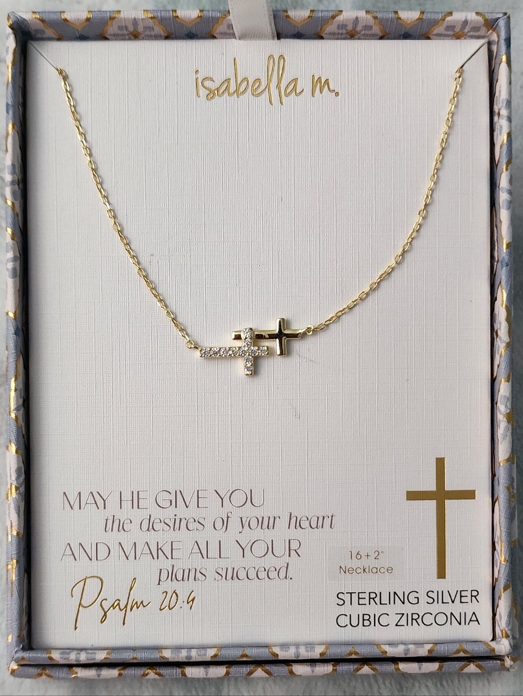 Gold On Sterling Silver Cz Sideways Cross Fixed Pendant Necklace 162 New 59$